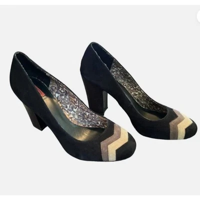 Zapatos de salón Missoni for Target de gamuza negra tostada Chevron clásicos de tacón bloque talla 9 nuevos con etiquetas Foto 1 de 4