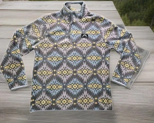 Massive Outdoor Pullover Mens Medium Grey Aztec Fleece Sweater  1/4 Zip EUC Long - Picture 1 of 19