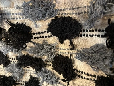 PomPom Live In Linen Fashionable Throw Pillow Cover Zip Back Clsr Blue Black Whi - Image 1 of 4