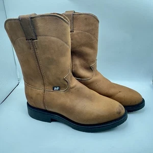 Justin Original Work boots Men's Soft Leather Boot Brown Size 10.5 D Style 4760 - Picture 1 of 21
