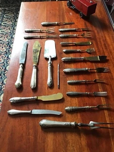 Antik 800er SILBER VERGOLDET Gabel Messer Löffel Verschiedene Sorten  - Bild 1 von 11