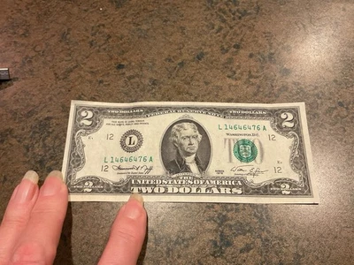 1976 Bicentennial Two Dollar Federal Reserve Note $2 Bill  w/Stamp - Image 1 of 2