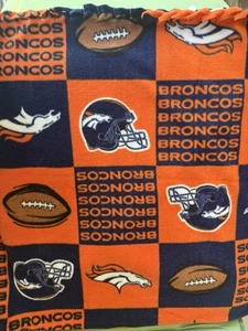 Broncos Orange White And Blue Fleece Throw Blanket 50x55 - Picture 1 of 5
