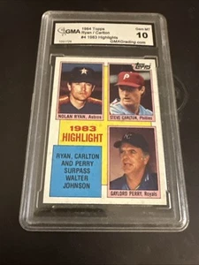 1984 Topps Nolan Ryan/Steve Carlton/Gaylord Perry Card #4 GMA Gem Mt 10 - Picture 1 of 2