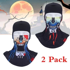 2 Pack Ghost Mask Scary Skull Full Face Mask Ski Skateboard Bike Hood Balaclava - Picture 1 of 17