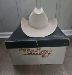 Cappello da cowboy vintage Bailey Biege 5x castoro taglia 7 3/8 in scatola originale - Foto 1 di 12