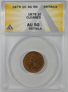 1879 1c Indian Head Cent Penny ANACS AU50 Details - Picture 1 of 4