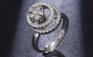 Cubic Zirconia CZ Fashion Motion Spinner Cluster Ring for Women Adjustable Ring - Picture 1 of 1