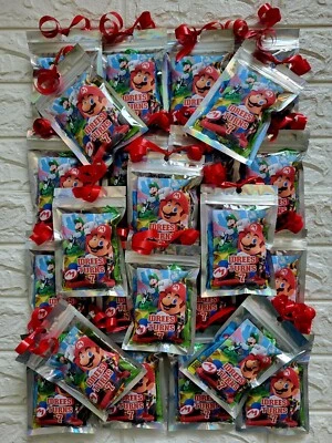 10 X SUPERMARIO GAMING PARTY BAG POUCH FAVOUR BIRTHDAY Kids PERSONALISED SWEETS  - Image 1 of 4