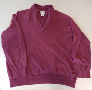 LL Bean Sweater 1/4 quarter Zip Long Sleeve Cotton Cashmere Red 275298 Pullover - Picture 1 of 6