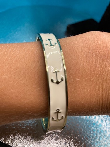 COACH #4 Bracciale braccialetto in argento bianco con decorazioni ad ancoraggio.