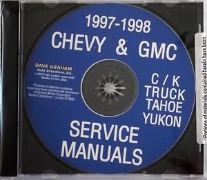 1998 Chevy GMC Truck Suburban Tahoe Yukon Shop Service Repair Manual 4 Vol on CD - Foto 1 di 3