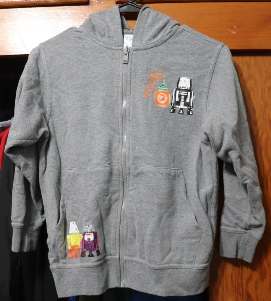 Disney Parks Star Wars Droid Reversible Hoodie Gray Full Zip Youth Medium YM 7/8 - Image 1 of 4
