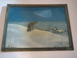 ANTIKER einsamer Wolf im Winter 1925 gerahmter Druck Bild - 17,5" x 14,5" - Bild 1 von 2