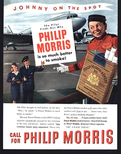 1937 PHILIP MORRIS CIGARETTES PILOT STEWARDESS AIRPLANE VINTAGE PRINT AD - Picture 1 of 1