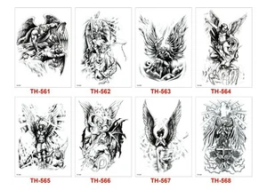 8 X Adesivi Uomo Tatuaggio Temporaneo Impermeabile Tatuaggio Corpo Braccio US - Foto 1 di 1