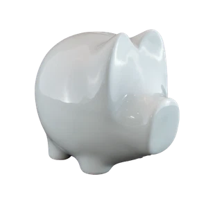 Sparschwein Größe L 19 cm mit Schlüssel weiß Porzellan - Bild 1 von 4