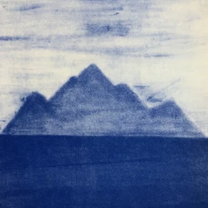Blue Mountain Landschaft ungerahmter blau-weißer Druck 14x17" - Bild 1 von 4