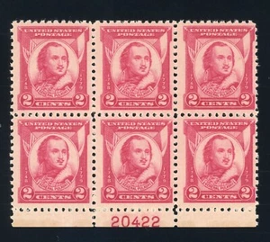 US Stamp #690 General Pulaski 2c - Plate Block of 6 - MNH - CV $15.00 - Afbeelding 1 van 2