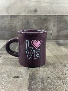 Life is Good Home Groovy Love Heart Coffee Mug Deep Plum Purple 12 oz - Picture 1 of 7