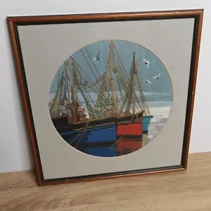 Barcos tapiz vintage enmarcados y acristalados - Imagen 1 de 10