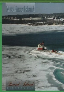 Michigan MI Lighthouse Postcard Round Island Mackinac Island - Picture 1 of 3