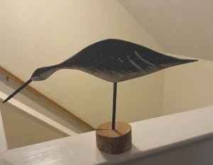 Vtge Long Billed Curlew Shore Bird HandCarved Sculpture Decoy Signed B.C.01–18” - Picture 1 of 23