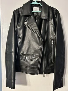 Zara Kids Black Faux Leather Biker Moto Jacket Girls size 11/12 - Picture 1 of 1