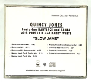 (CD) Quincy Jones – Slow Jams, Promo, PRO-CD-8255-R, EX/EX, 9 titres, Rare. - Photo 1/2