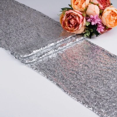 Glitter Sequin Table Runner Cloth Cover Sparkly Wedding Party Adorn Shiny Bling - Image 1 of 4
