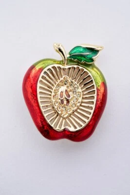 Broche Danecraft vintage "Apple" dorado con esmalte  Foto 1 de 4
