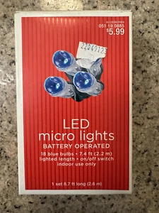 New TARGET Battery Operated LED 18 Light Micro String, Blue RARE Christmas - Picture 1 of 1