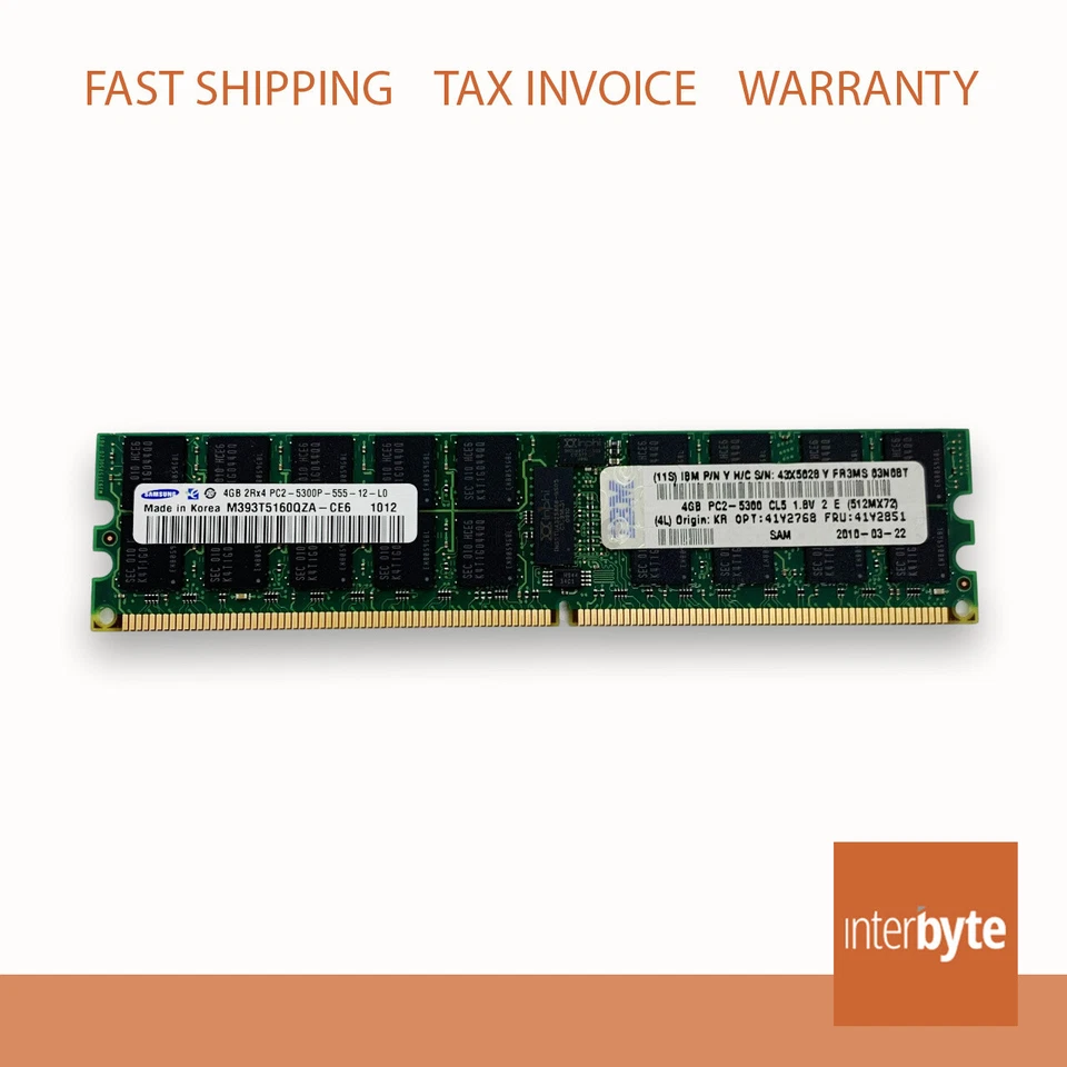 IBM 41Y2851 4GB PC2-5300 X3850M2 41Y2768 41Y2767 - image 1 of 1
