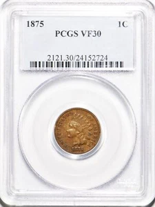 1875 Indian Head Cent PCGS VF-30 - Picture 1 of 4