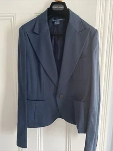 Ralph Lauren Navy Linen Tailored Jacket, Size 12. Läuft kleiner aus. Fit Größe 10 - Bild 1 von 6