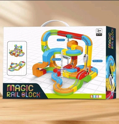 Magic Rail Cube ElectromagneticUSB Charging Train Rail Car Childs Slot Toy 48pcs - Image 1 of 4