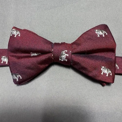 Gravata borboleta Condessa Mara buldogue inglês borgonha ajustável fácil de usar seda jacquard - Imagem 1 de 4