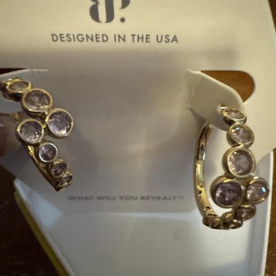 NEW BOMB PARTY OG EARRINGS ER50435 WINDSWEPT WONDERS ROSE QUARTZ - Image 1 of 4