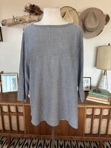Uniqlo x Ines De La Fressange Paris Gray Cotton 3/4 Sleeve Top Blouse Sz XL - Picture 1 of 9