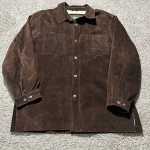 Chaqueta de cuero de gamuza marrón vintage Y2k años 90 oscura abotonada para hombre grande occidental - Imagen 1 de 11