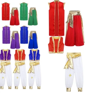 Boys Arabian Prince Costume Toad Dress-up Outfits Front Tank Top Metallic Pants - Photo 1/42