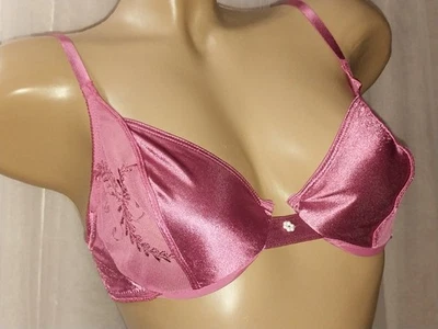 Sujetador de Colección 36B Dior Rosa Transparente Piel Satén Embrd Nuevo de Lote Antiguo Foto 1 de 4