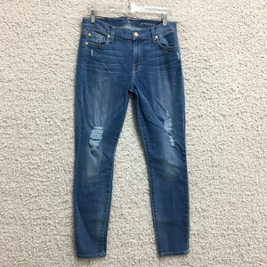 7 For All Mankind Jeans 29 Damen Blau Denim Gwenevere Distressed Skinny Freizeit - Bild 1 von 15