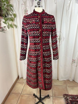 Abrigo Alfombra Tapiz Tallado Chenilla G. Fox Años 60 De Colección S/M Rojo Midi Rayas Vacaciones Foto 1 de 4