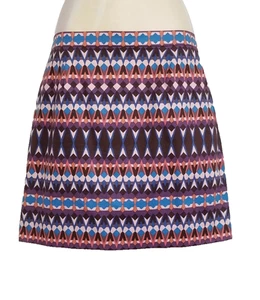J. Crew Women Sz 8 Multicolor Straight Mini Skirt Geometric Tribal Pique Pockets - Picture 1 of 9