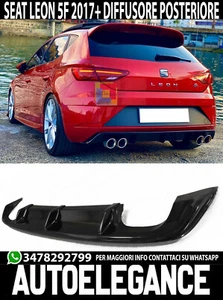 SEAT LEON 5F FACELIFT 2017+ PARACHOQUES TRASERO ABS NEGRO DIFUSOR DOBLE - Imagen 1 de 7