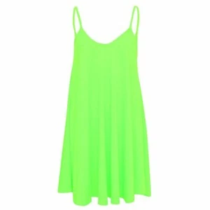 Womens Printed Strappy Cami Swing Sleeveless Ladies Mini Dress Vest Top Summer  - Picture 1 of 18