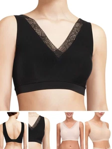 Chantelle SoftStretch V NECK BRALETTE HOOK AND EYE LACE TRIM OPEN BACK PADDED