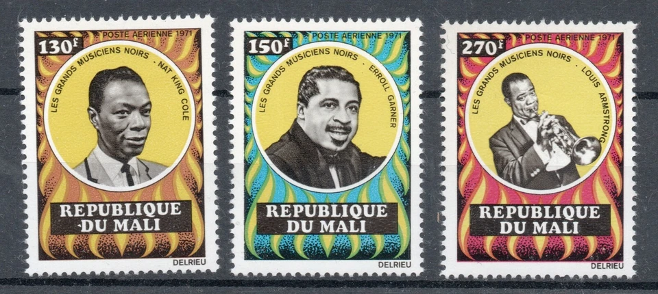 1971 - Mali - Poste aérienne, grands musiciens de couleur 3 val. MNH** - Photo 1/1