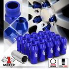 (20) J2 Engineering Blue M12x1.5 50Mm Open End Knurled Top Tuner Lug Nut+Adapter